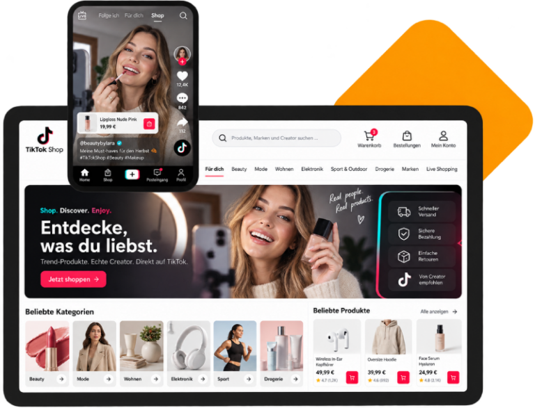 TikTok Shop Übersicht mit Creator-Commerce, Produktentdeckung und brickfox Anbindung