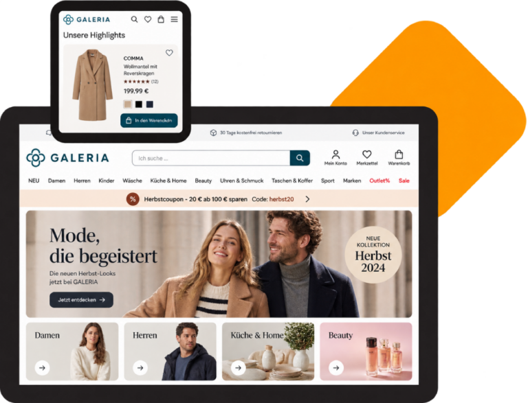 GALERIA.de Schnittstelle mit brickfox – Darstellung des GALERIA Onlineshops